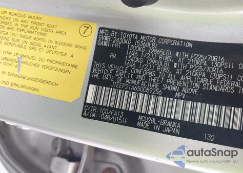 2005 Toyota Highlander V6 from USA, damaged, VIN JTEEP21A650089256